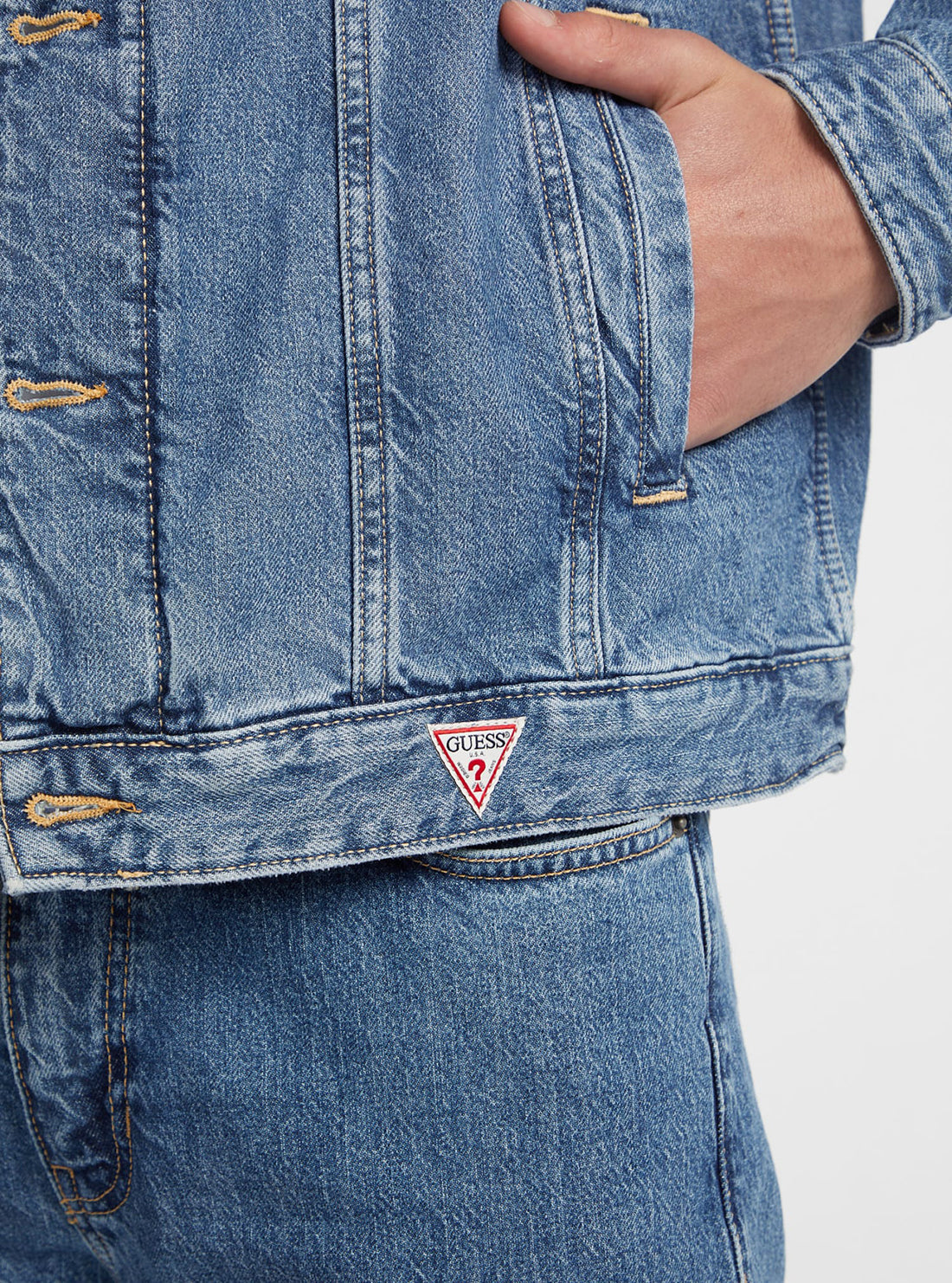 Guess Jeans Blue Oversize Trucker Jacket detail view