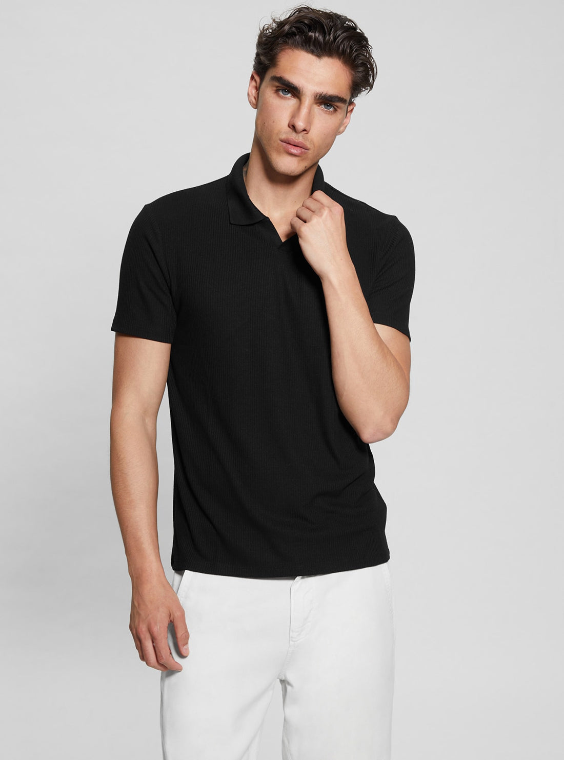 Black Ryker Rib Knit Polo T-Shirt