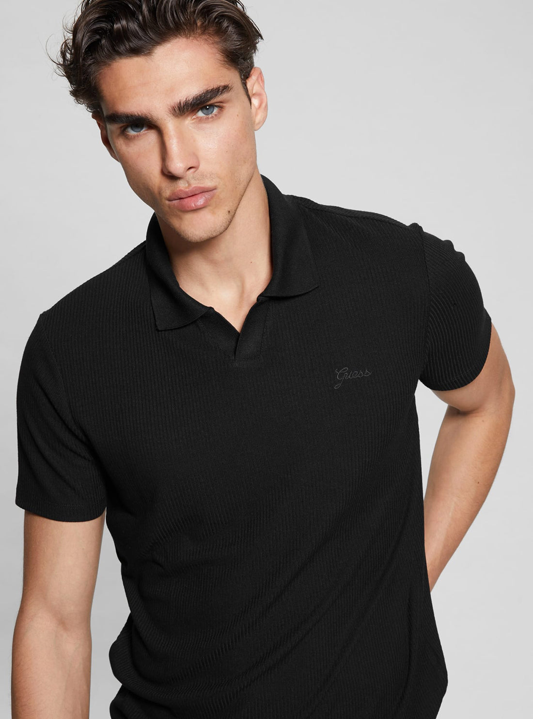 Black Ryker Rib Knit Polo T-Shirt