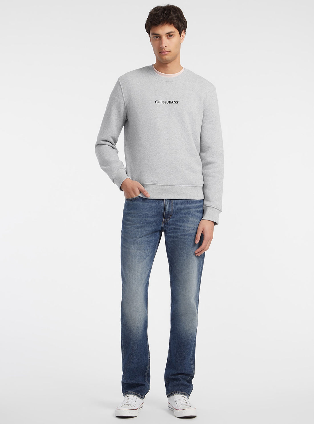 Guess Jeans Grey Logo Jumper full view