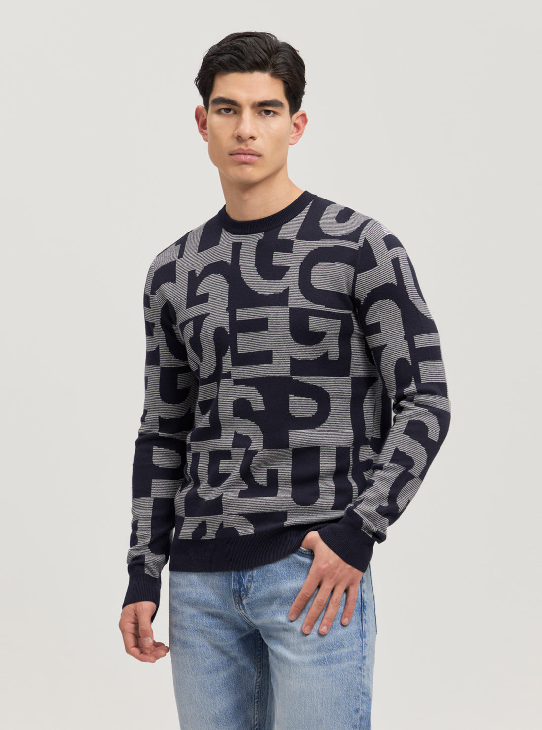 Eco Blue Denny Logo Knit Jumper