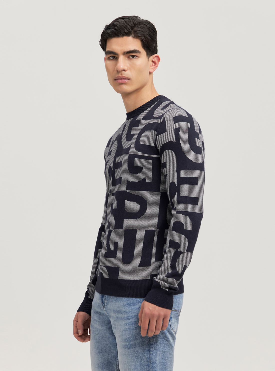 Eco Blue Denny Logo Knit Jumper