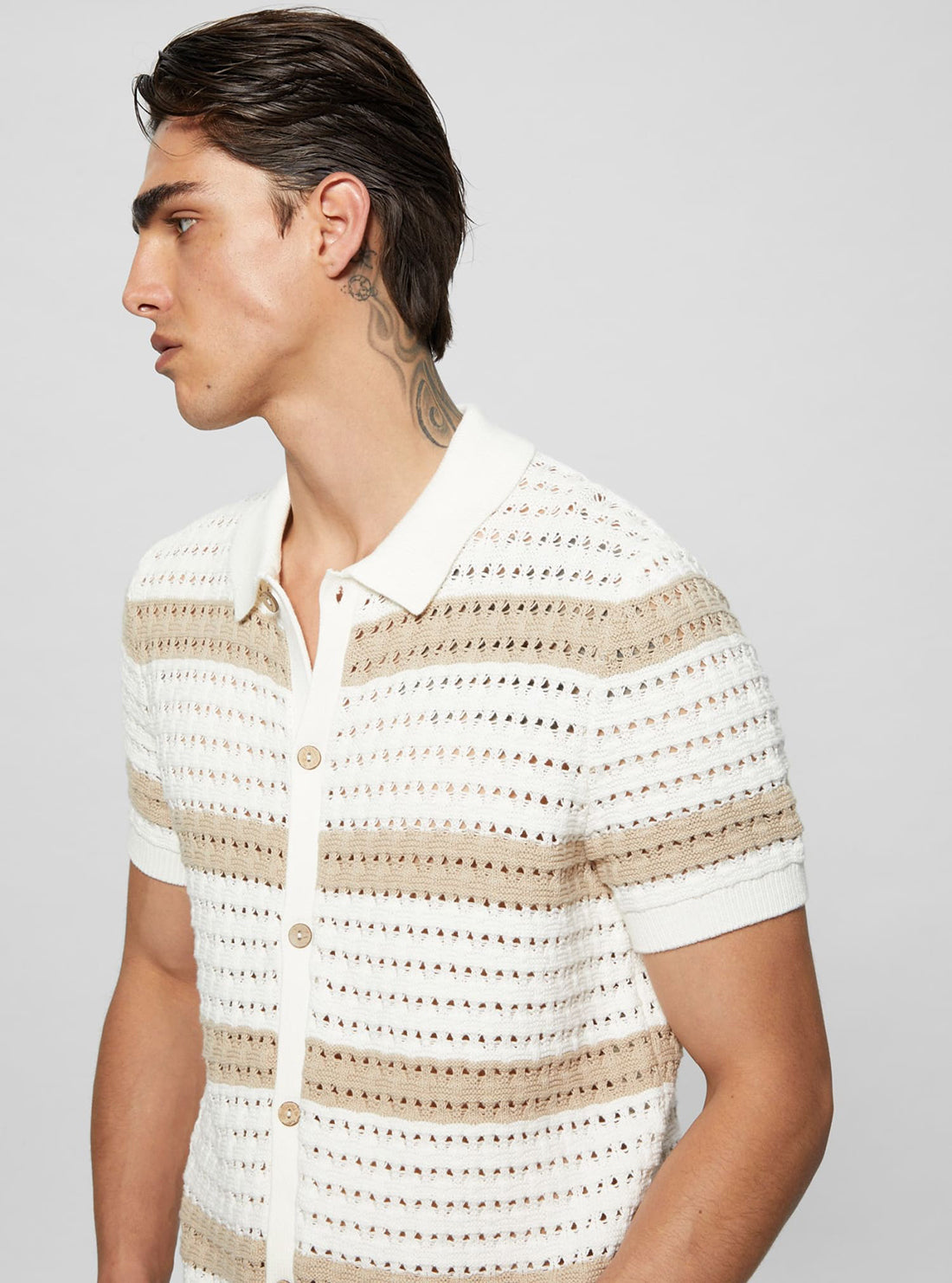 Eco White Crochet Joshua Polo Shirt