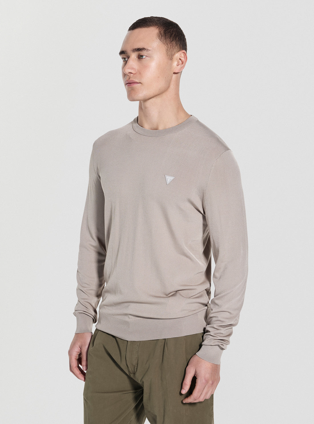 GUESS Mens Khaki Green Dane Sweater M4YR29Z3DM0 Front View_2