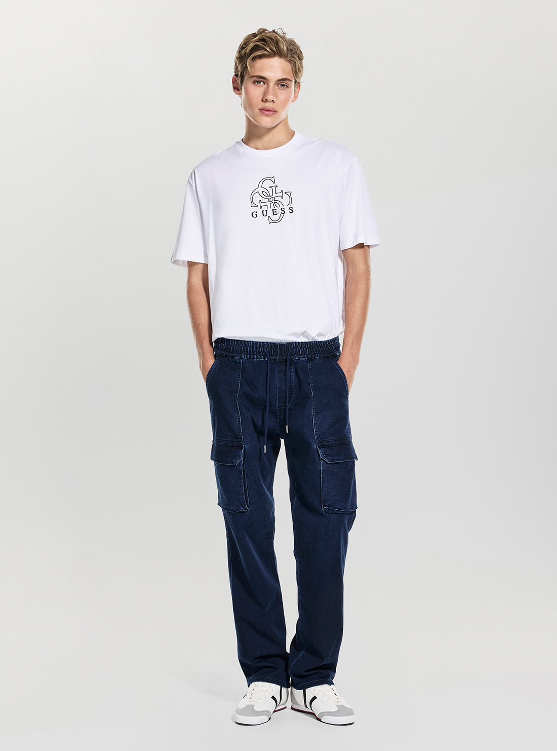 GUESS Mens Blue Cargo Joggers M5BA0UD1020 Full View