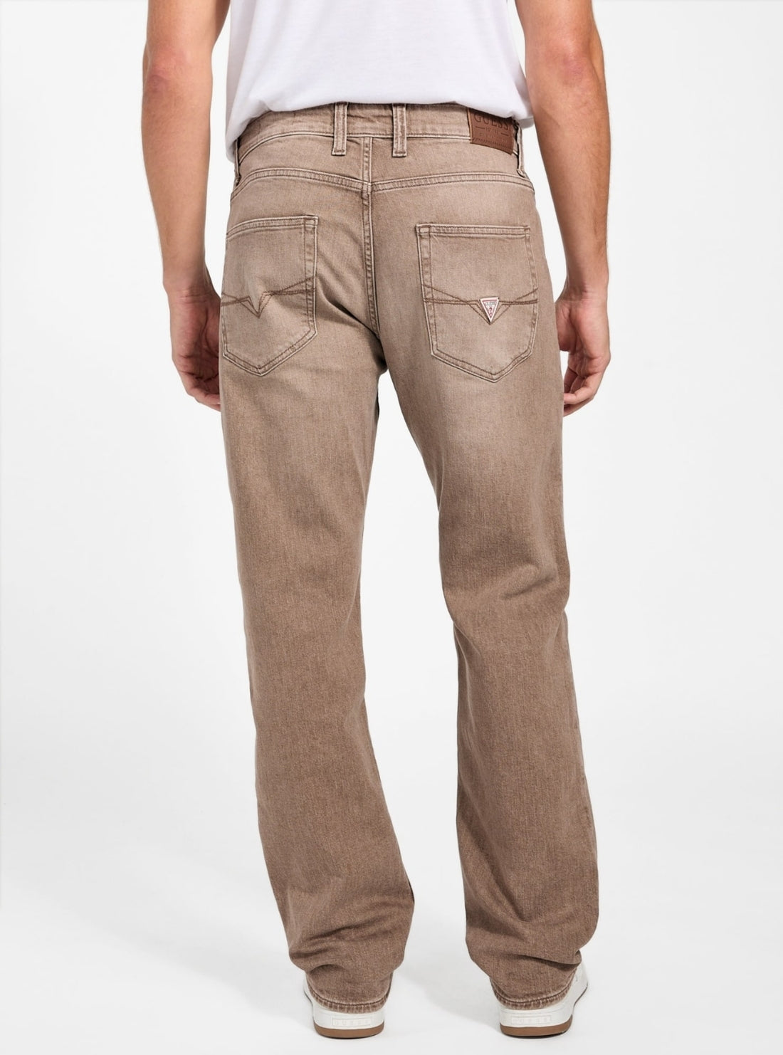 GUESS Mens Eco Brown Mason Regular-Fit Straight Jeans M5BAR7D6150 Back View