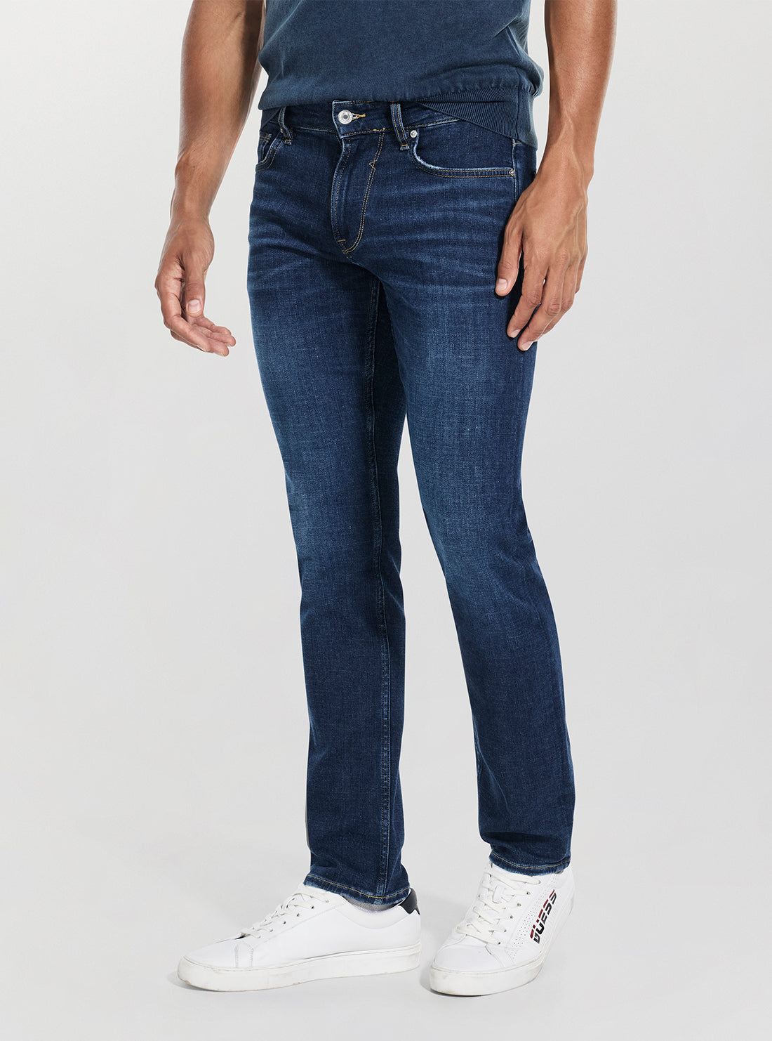 GUESS Mens Mid-Rise Blue Finnley Jeans in Medium Wash M5BAS2D0582 Side View