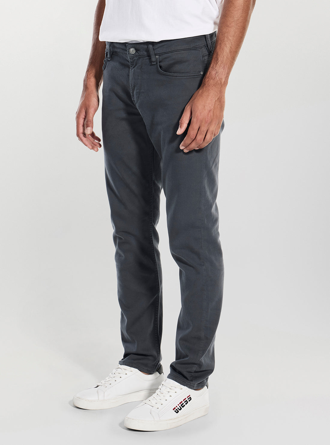 GUESS Mens Grey Mid-Rise Finnley Jeans M5BAS2W2001 Side View