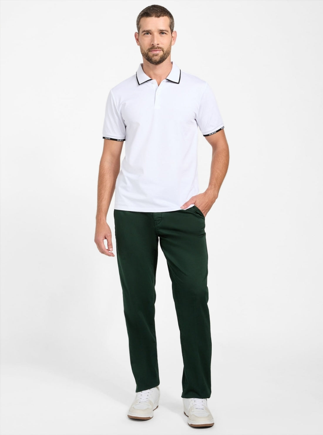 GUESS Mens Green Mid Rise Angels Chino Pants M5BB16WGXX2 Full View
