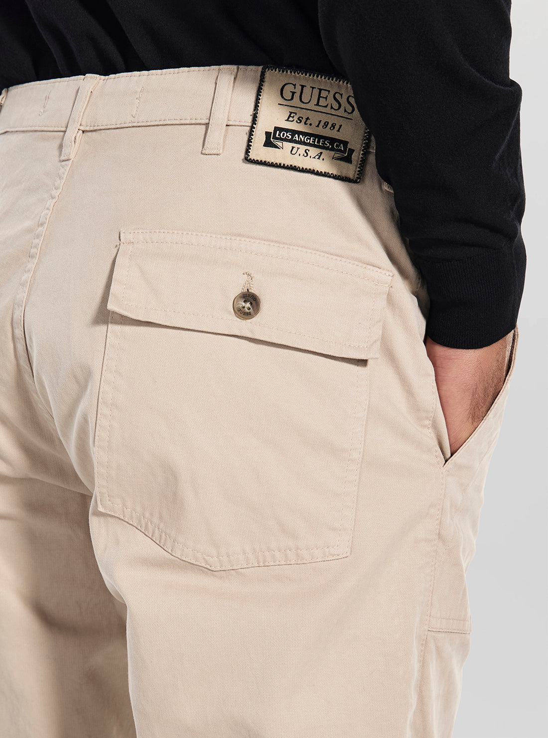 GUESS Mens Beige Porto Pants M5BB21W1871 Back View