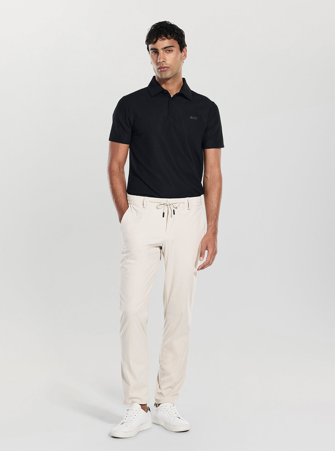 GUESS Mens Beige Coulisse Slim-Fit Pants M5BB75WHHO2 Full View