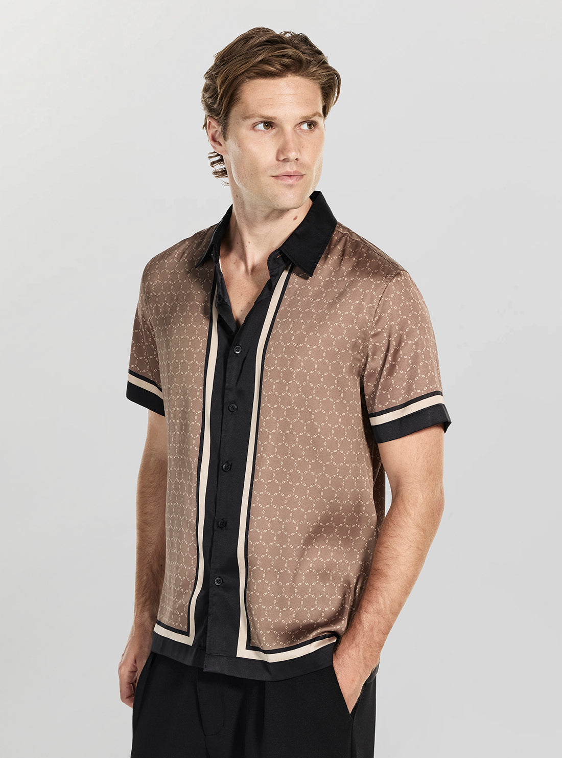GUESS Mens Eco Multi Geo Border Charm Shirt M5BH47WF1T2 Side View