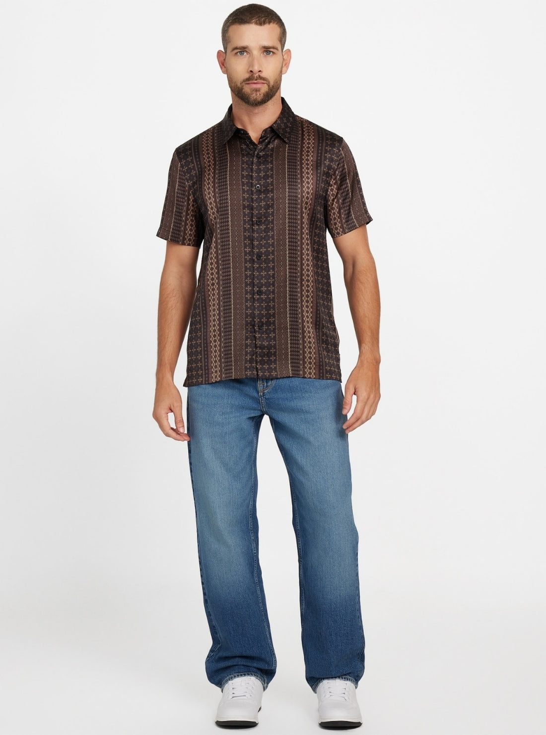 GUESS Mens Eco Multi Charm Rio Medallion Shirt M5BH98WF1T2 Full View