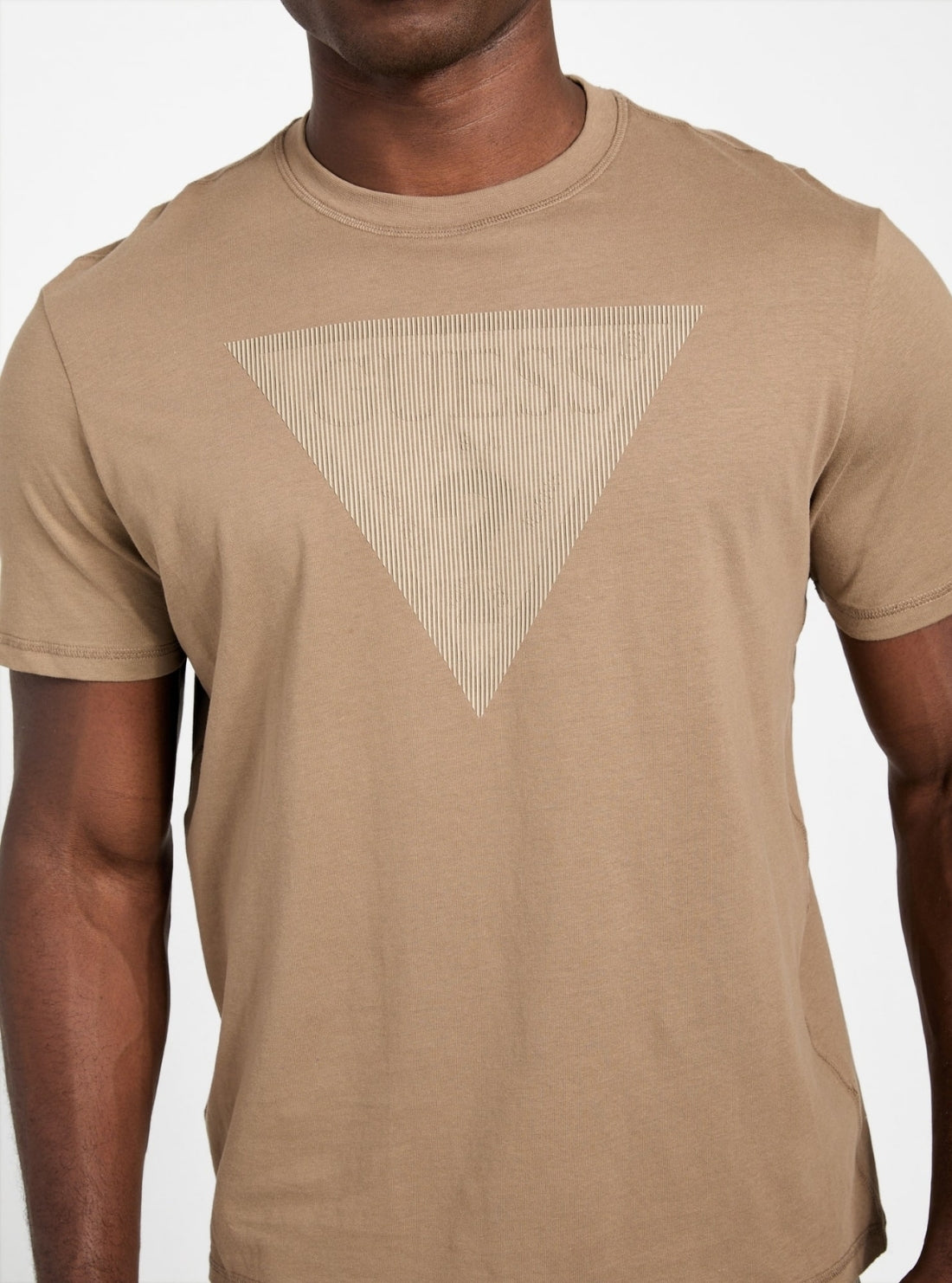 GUESS Mens Brown Triangle Logo T-Shirt M5BI04I3Z14 Detail View