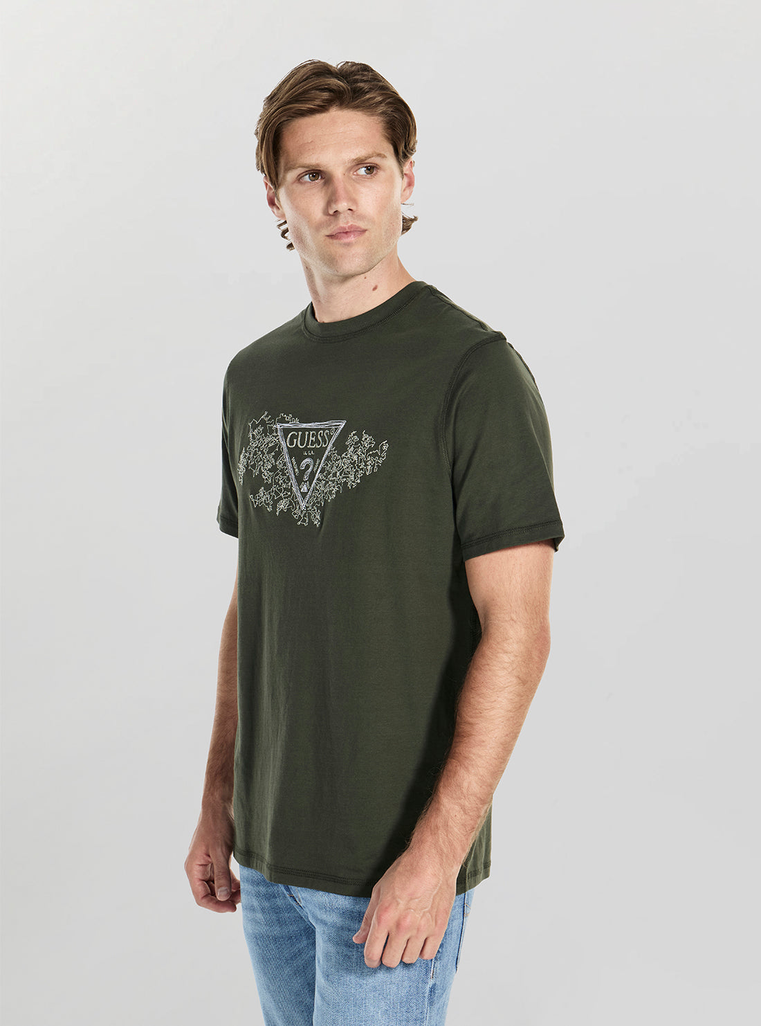 GUESS Mens Green Embroidery Logo T-Shirt M5BI07I3Z14 Side View