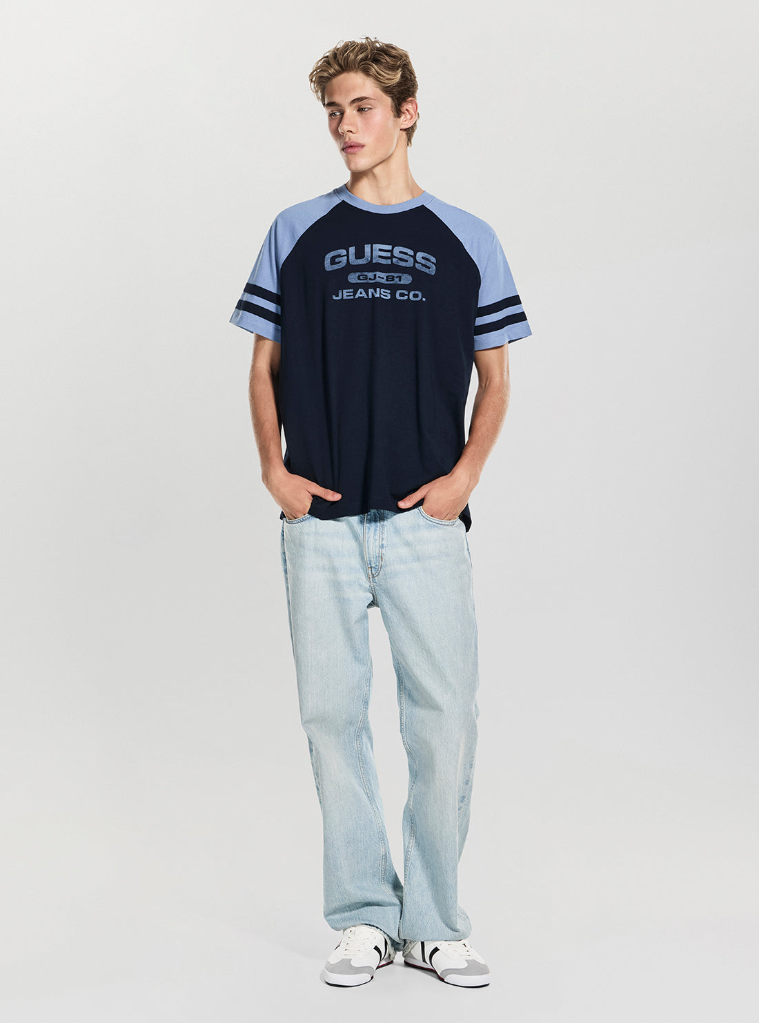 Guess Jeans Blue Raglan Oversized T-Shirt M5BI35K8FQ4 Full View