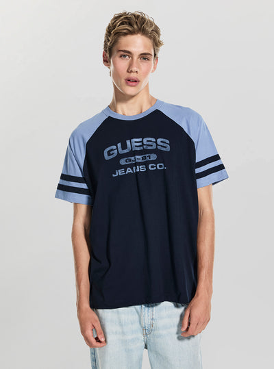 Guess Jeans Blue Raglan Oversized T-Shirt M5BI35K8FQ4 Front View