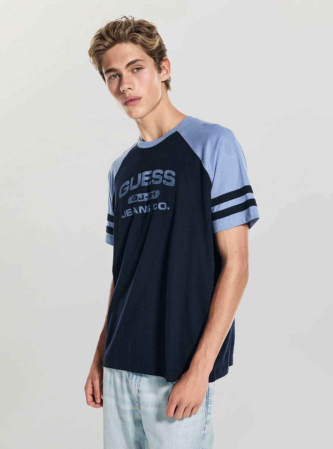 Guess Jeans Blue Raglan Oversized T-Shirt M5BI35K8FQ4 Side View