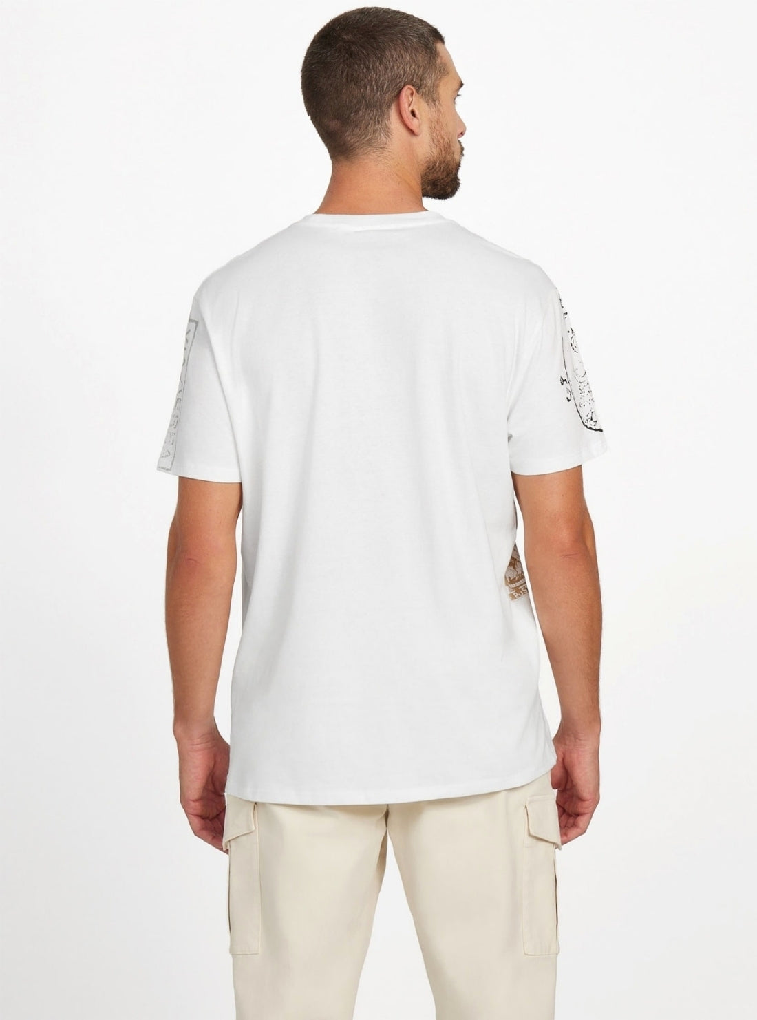 GUESS Mens White 1981 Postage Graphic T-Shirt M5BI64KBW41 Back View