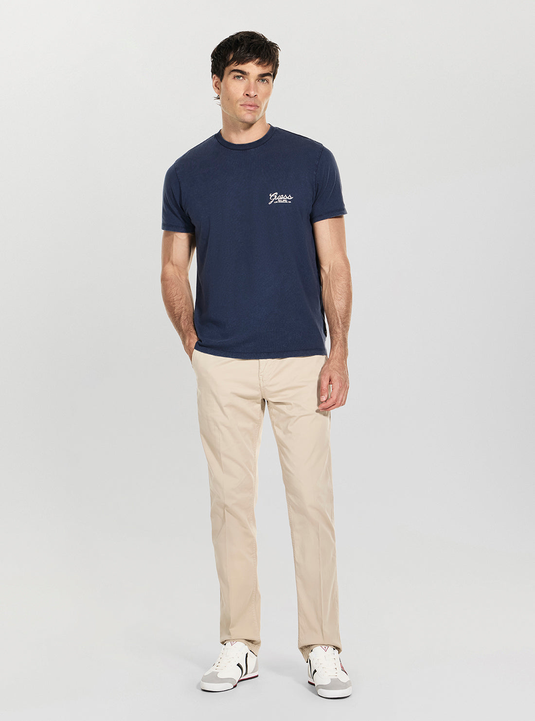 GUESS Mens Blue Basic Script Logo T-Shirt M5BI70I3Z14 Full View