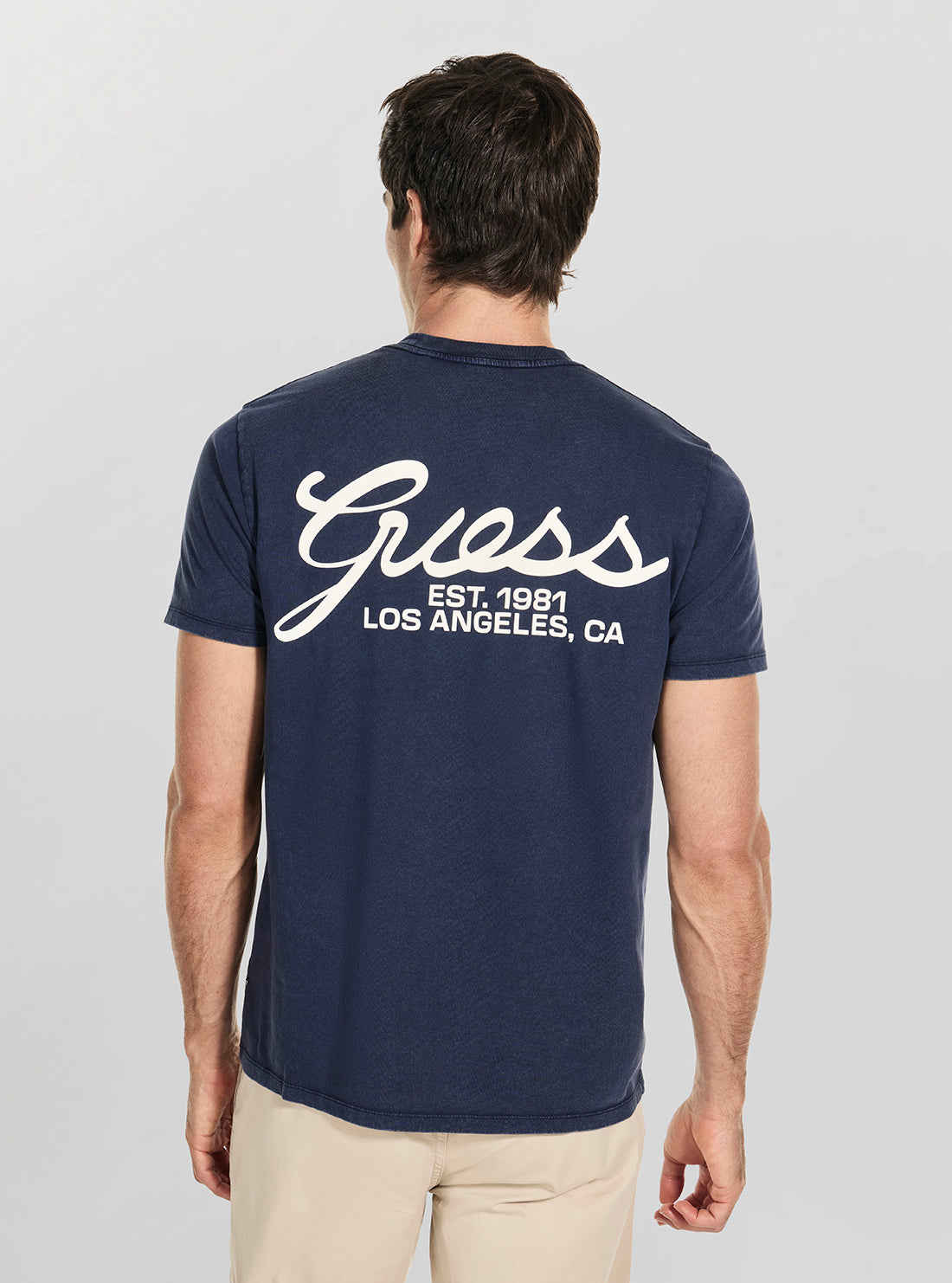 GUESS Mens Blue Basic Script Logo T-Shirt M5BI70I3Z14 Back View
