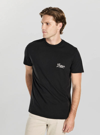 GUESS Mens Black Basic Script Logo T-Shirt M5BI70I3Z14 Front View
