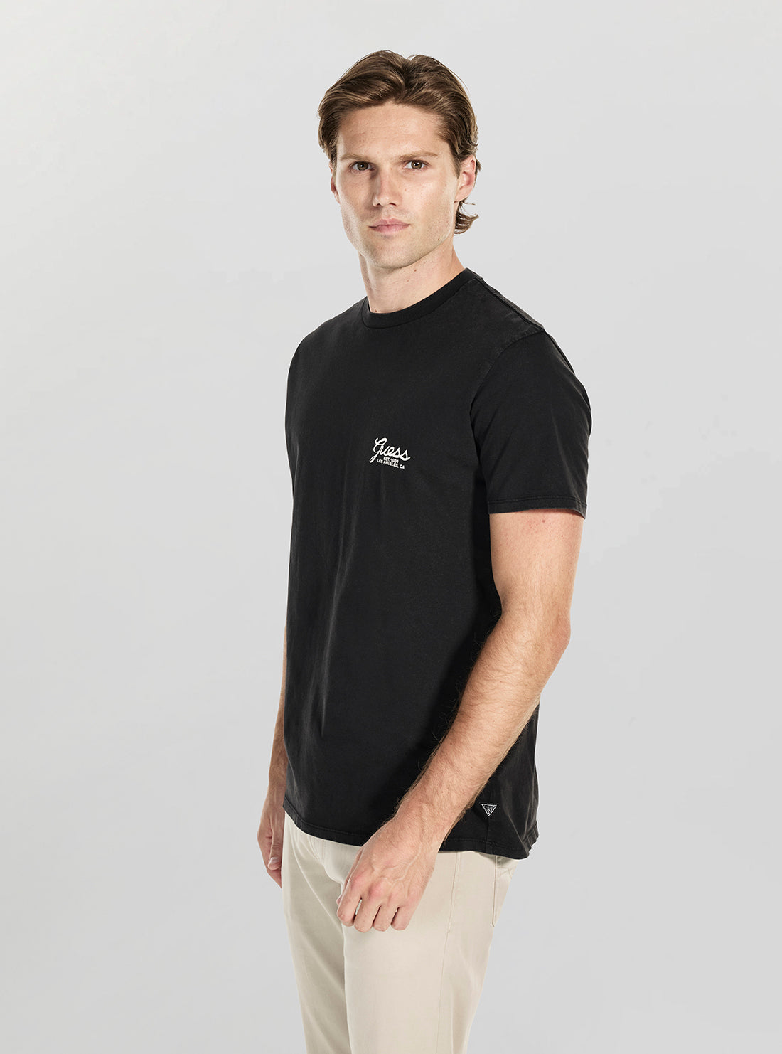 GUESS Mens Black Basic Script Logo T-Shirt M5BI70I3Z14 Side View