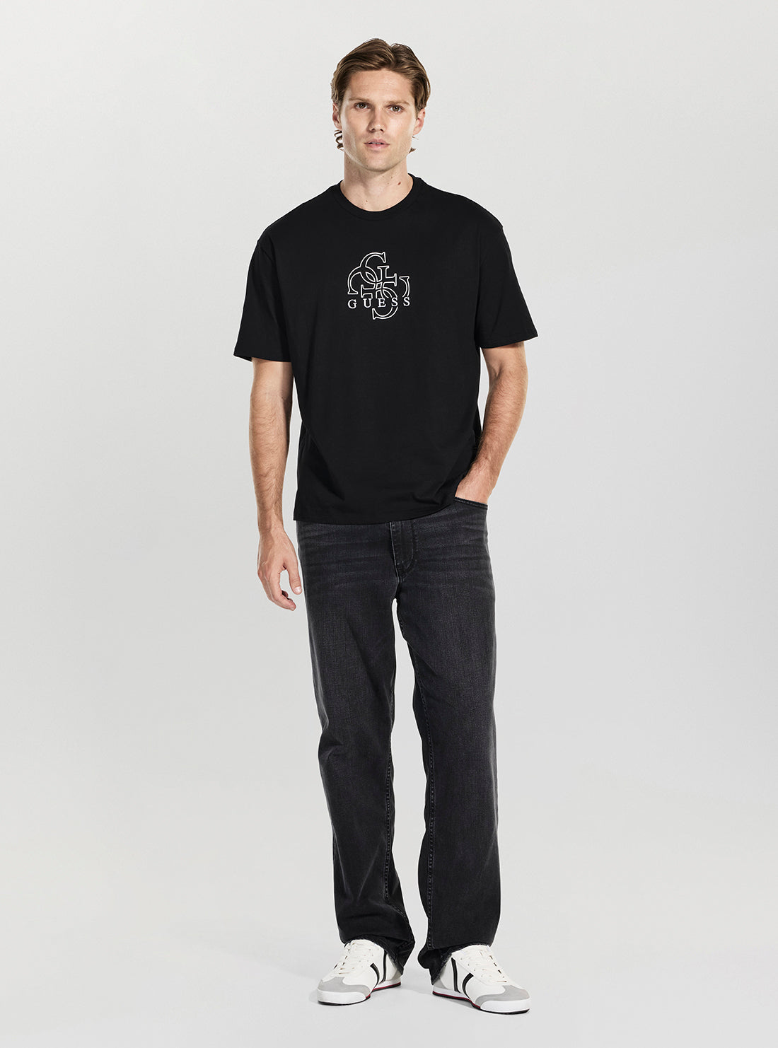 GUESS Mens Black Quattro G T-Shirt M5BI76I3Z14 Full View