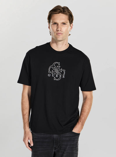 GUESS Mens Black Quattro G T-Shirt M5BI76I3Z14 Front View