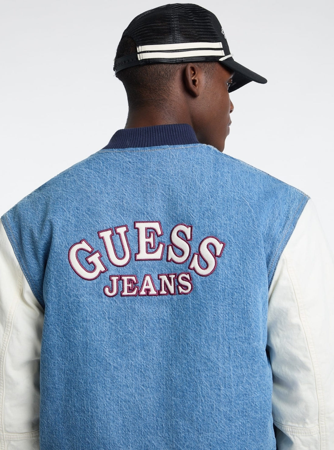 Blue Denim Letterman Jacket | GUESS Jeans