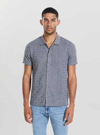 GUESS Mens Eco Grey Tristan Knitted Shirt M5BP21K0542 Front View