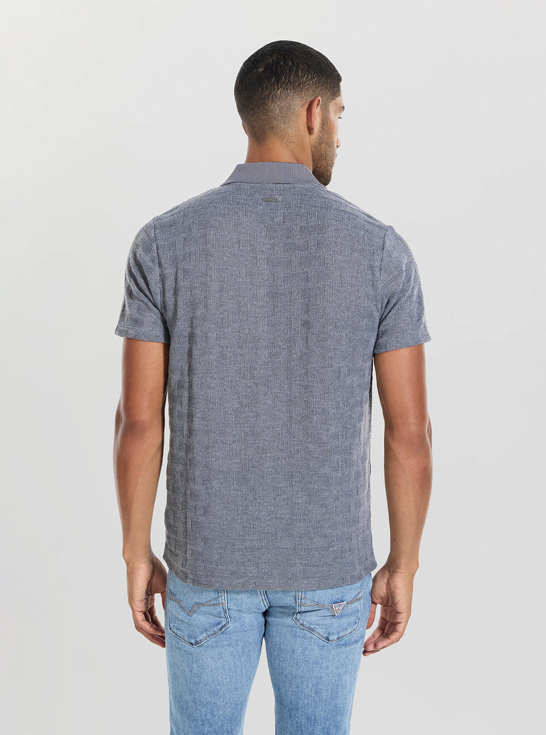 GUESS Mens Eco Grey Tristan Knitted Shirt M5BP21K0542 Back View