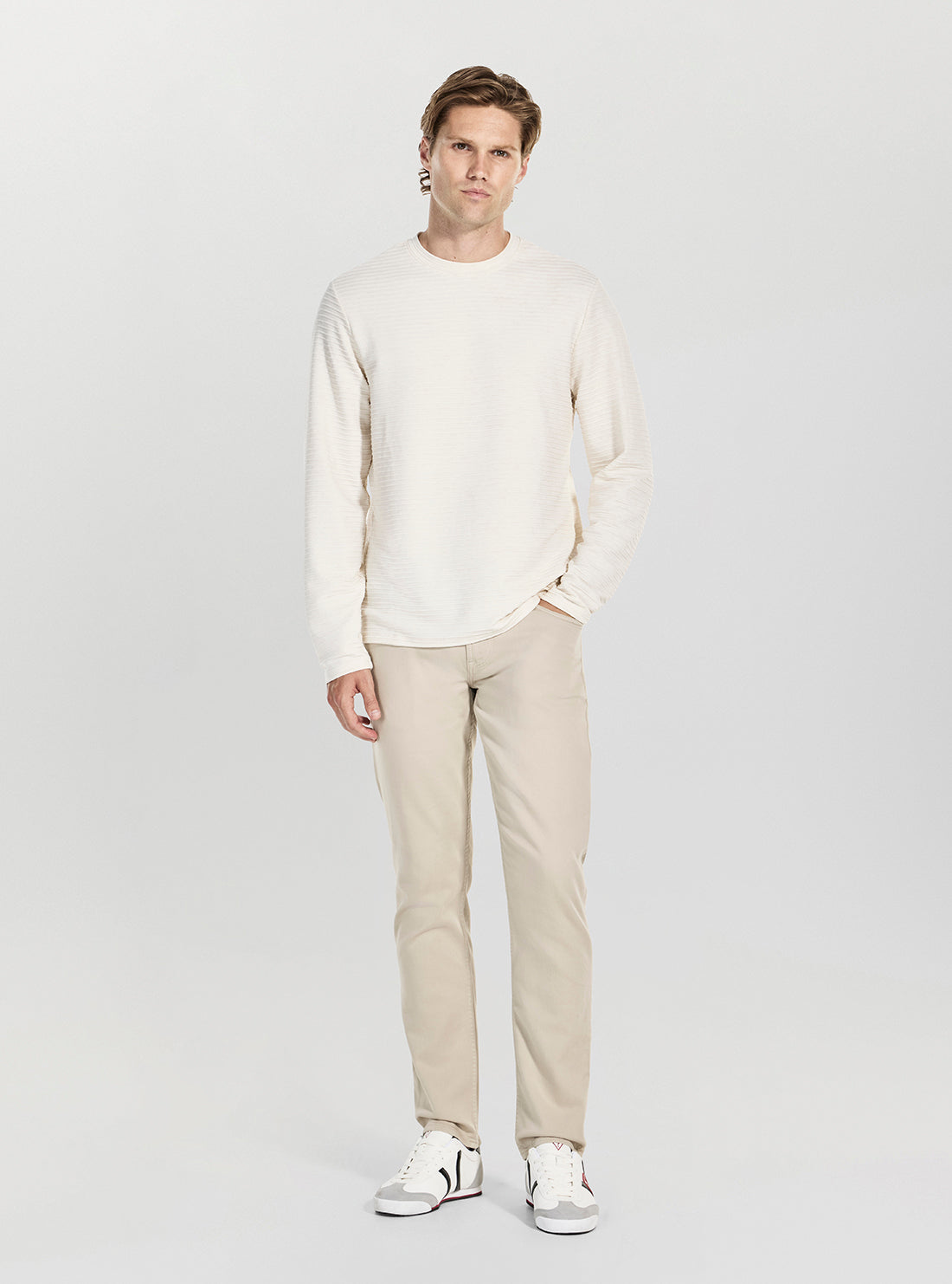 GUESS Mens Eco White Arthur Knit Jumper M5BP43K0702 Full View
