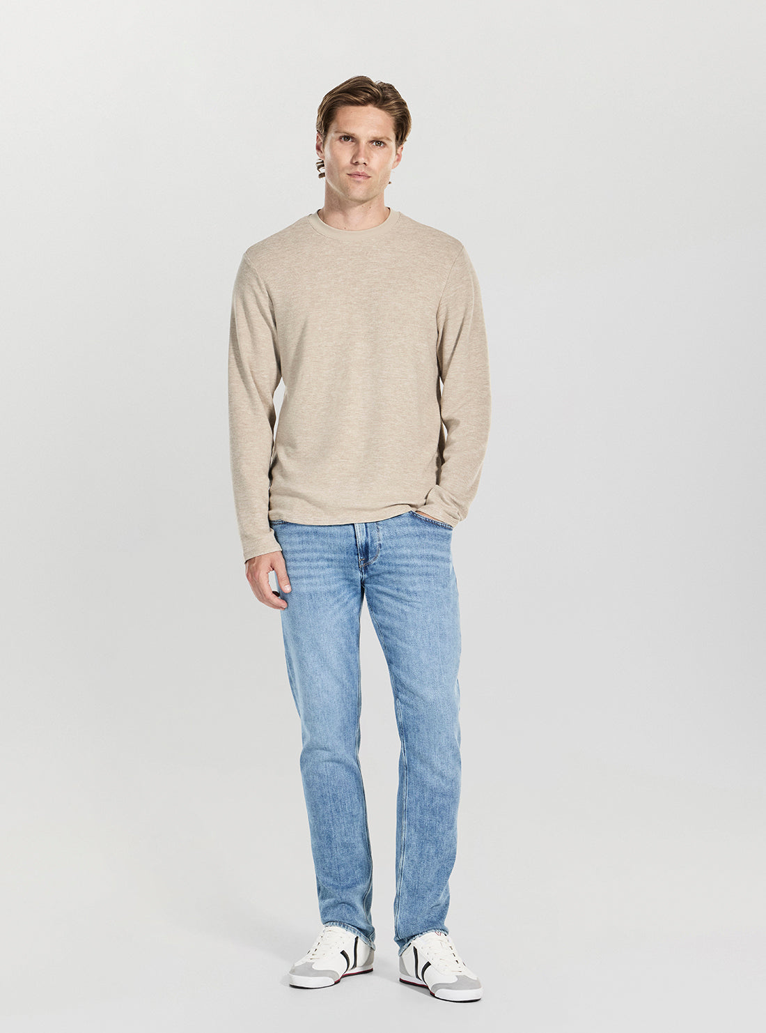 GUESS Mens Beige Saul Textured Knit Jumper M5BP51K0860 Full View
