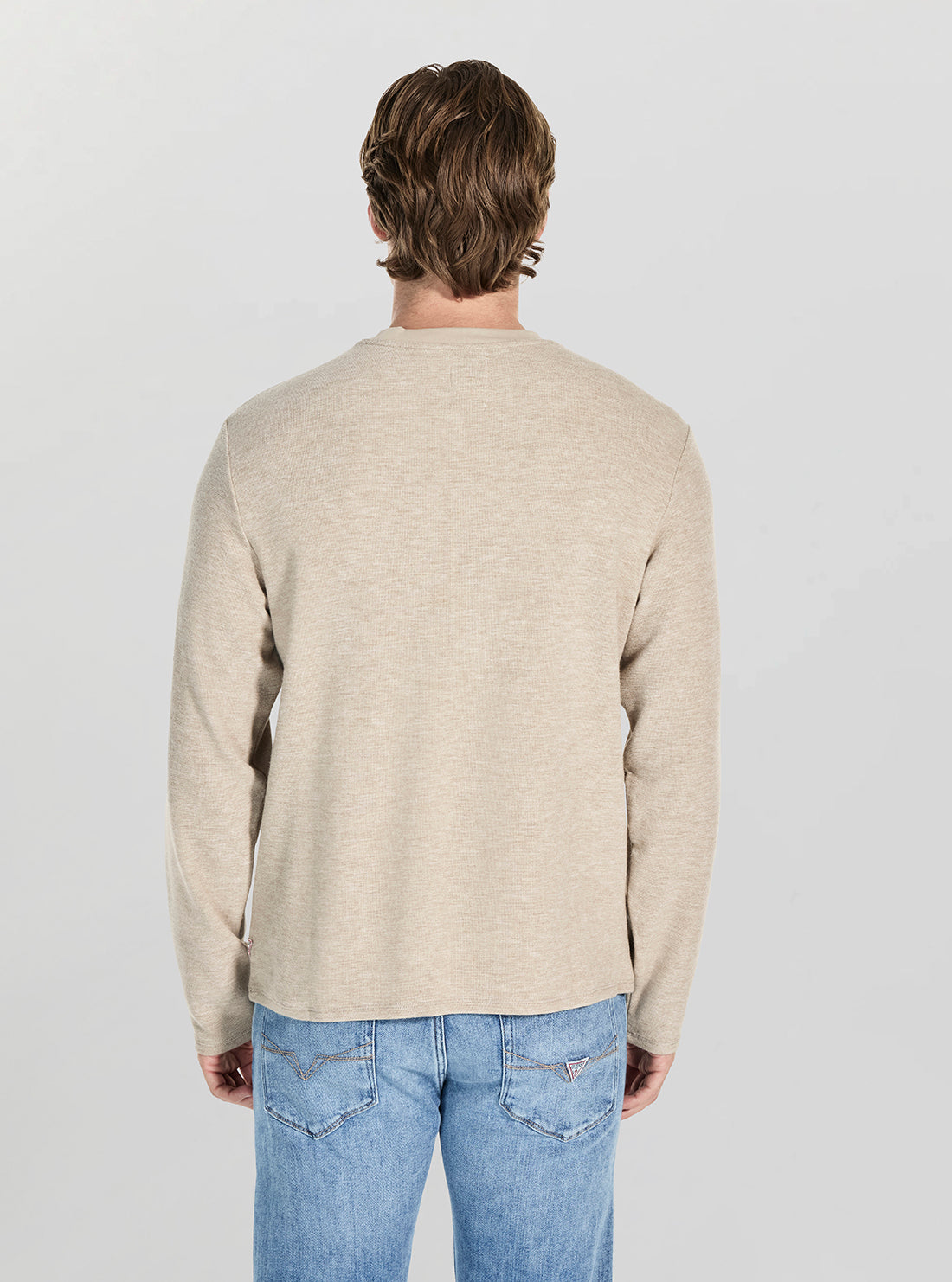 GUESS Mens Beige Saul Textured Knit Jumper M5BP51K0860 Back View