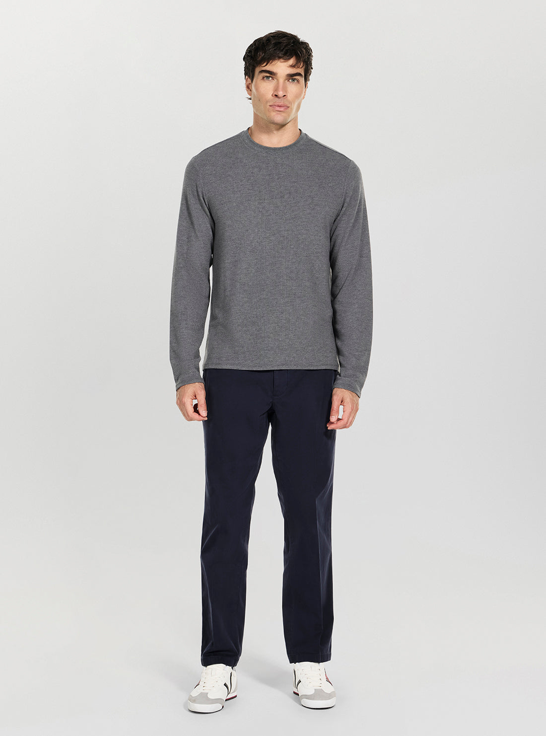 GUESS Mens Grey Saul Textured Knit Jumper M5BP51K0860 Full View