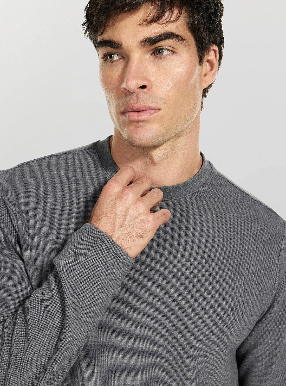 GUESS Mens Grey Saul Textured Knit Jumper M5BP51K0860 Detail View