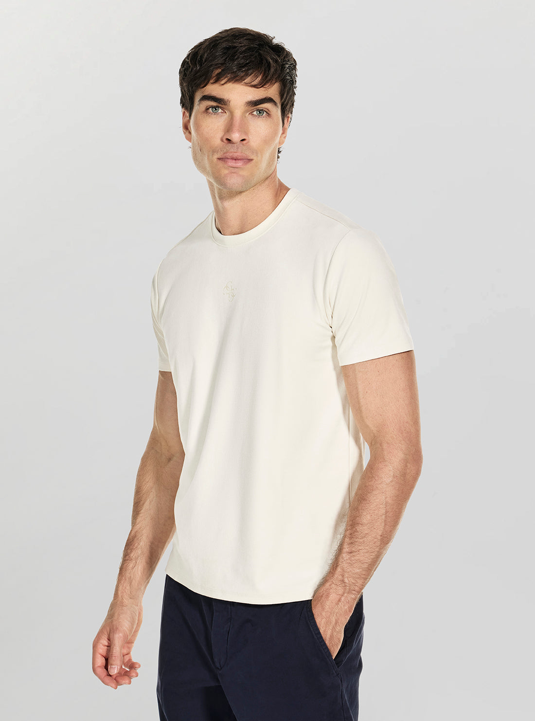 GUESS Mens Beige Garrett Quattro G T-Shirt M5BP56KCFA0 Side View