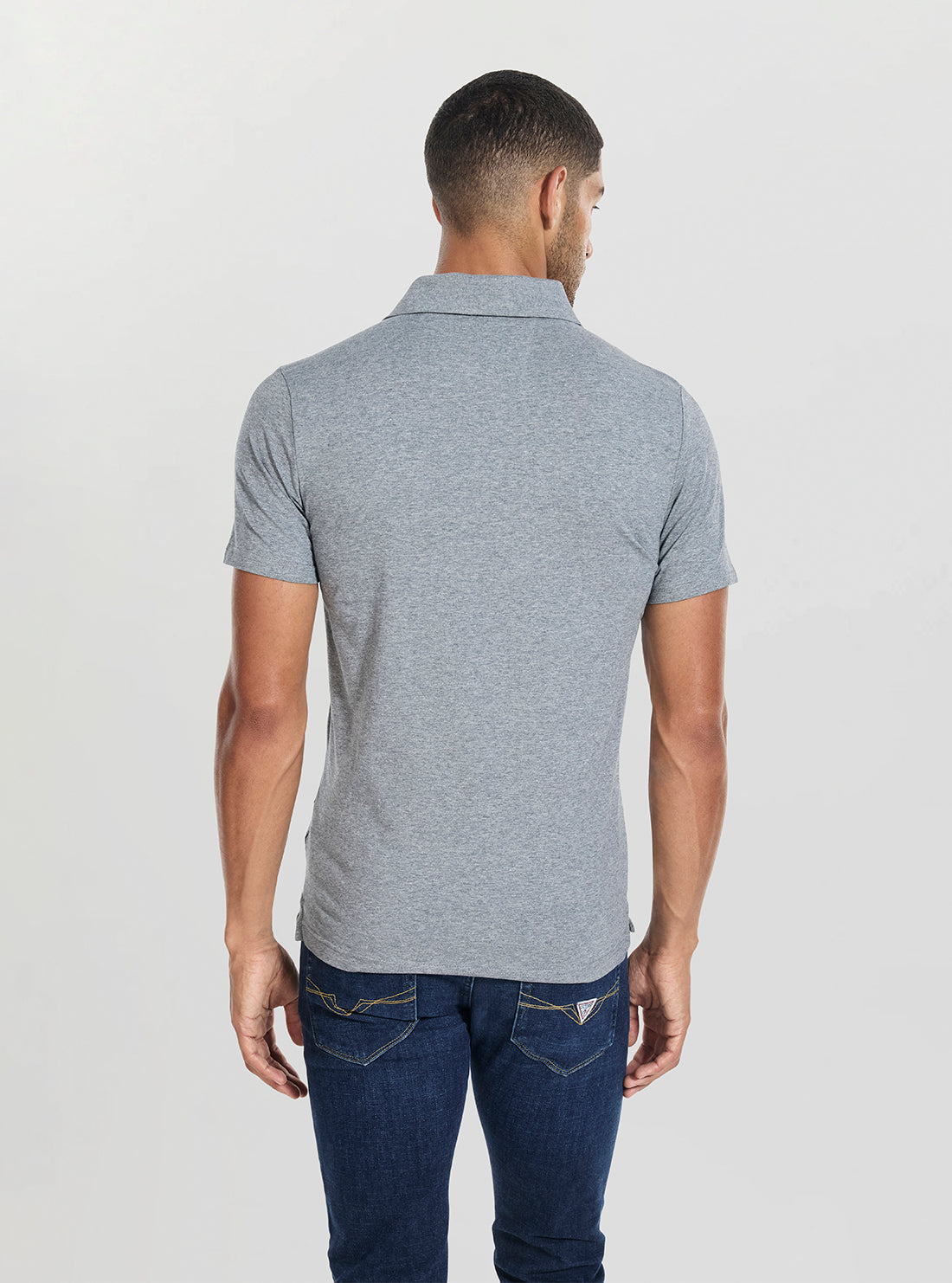 GUESS Mens Grey Nolan Polo Shirt M5BP66J1314 Back View