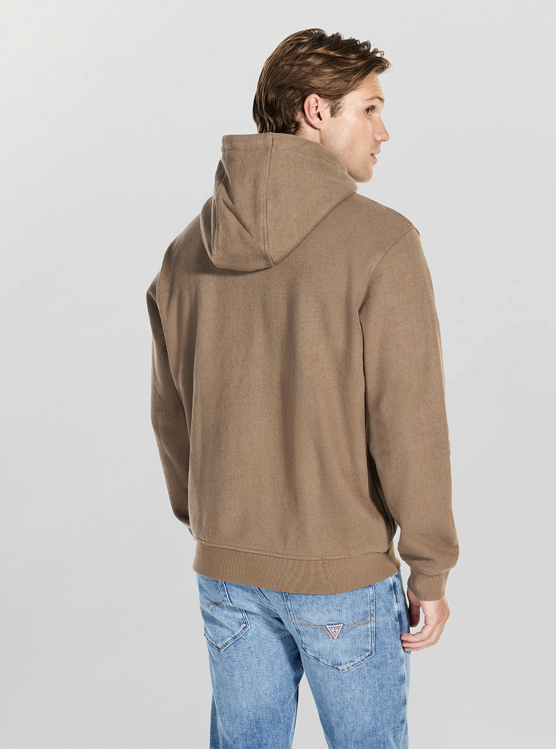 GUESS Mens Brown Logo Raw Patch Hoodie Sweatshirt M5BQ04K0961 Back View
