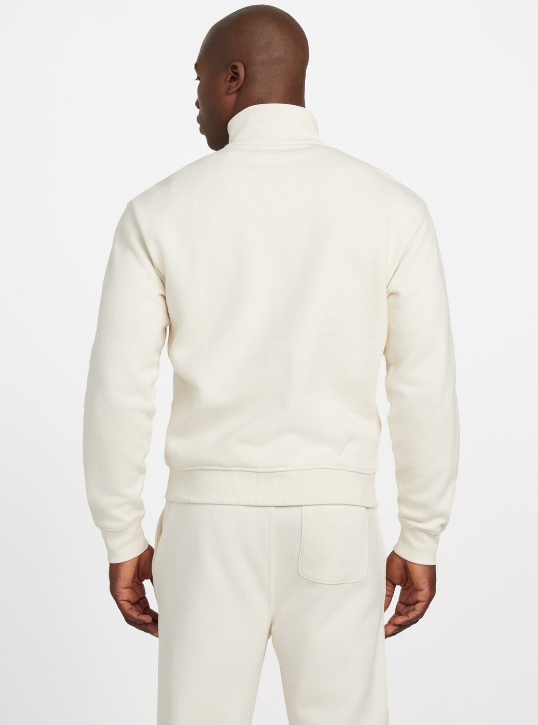 GUESS Mens White 1981 Label Mockneck Jacket M5BQ70K9V31 Back View