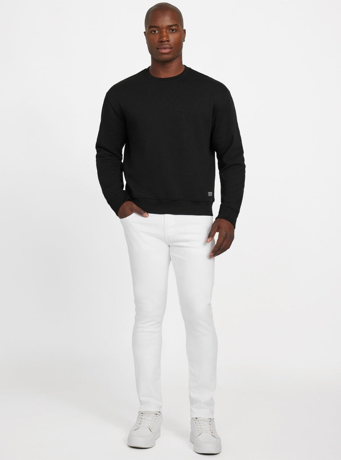 GUESS Mens Eco Black 1981 Label Sweatshirt M5BQ71K9V31 