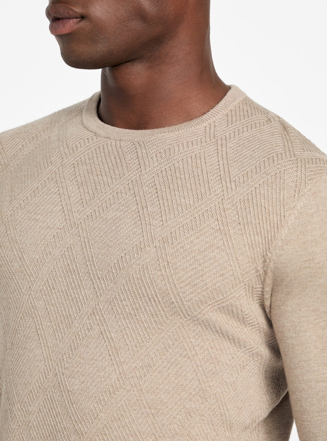 GUESS Mens Brown Jamaar Stitched Sweater M5BR08Z0432 Detail View
