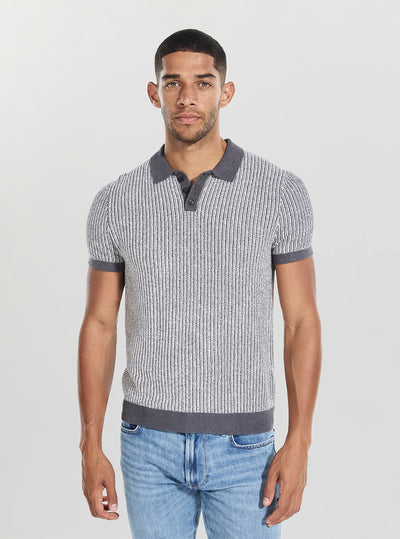 GUESS Mens Grey Isaac Textured Polo Shirt M5BR36Z3860 Front View