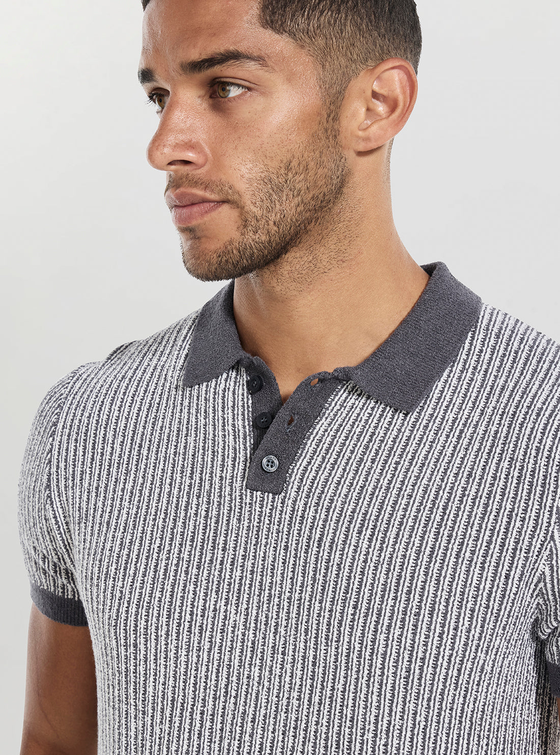 GUESS Mens Grey Isaac Textured Polo Shirt M5BR36Z3860 Detail View