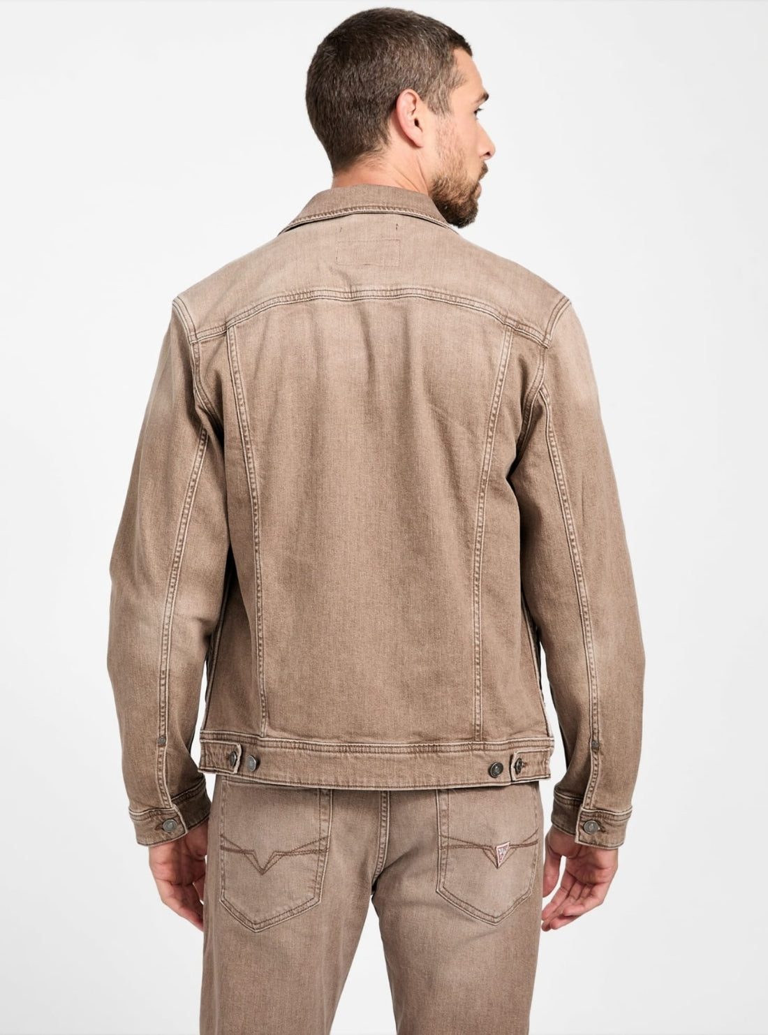 GUESS Mens Eco Brown Dean Denim Jacket M5BXN6D6150 Back View