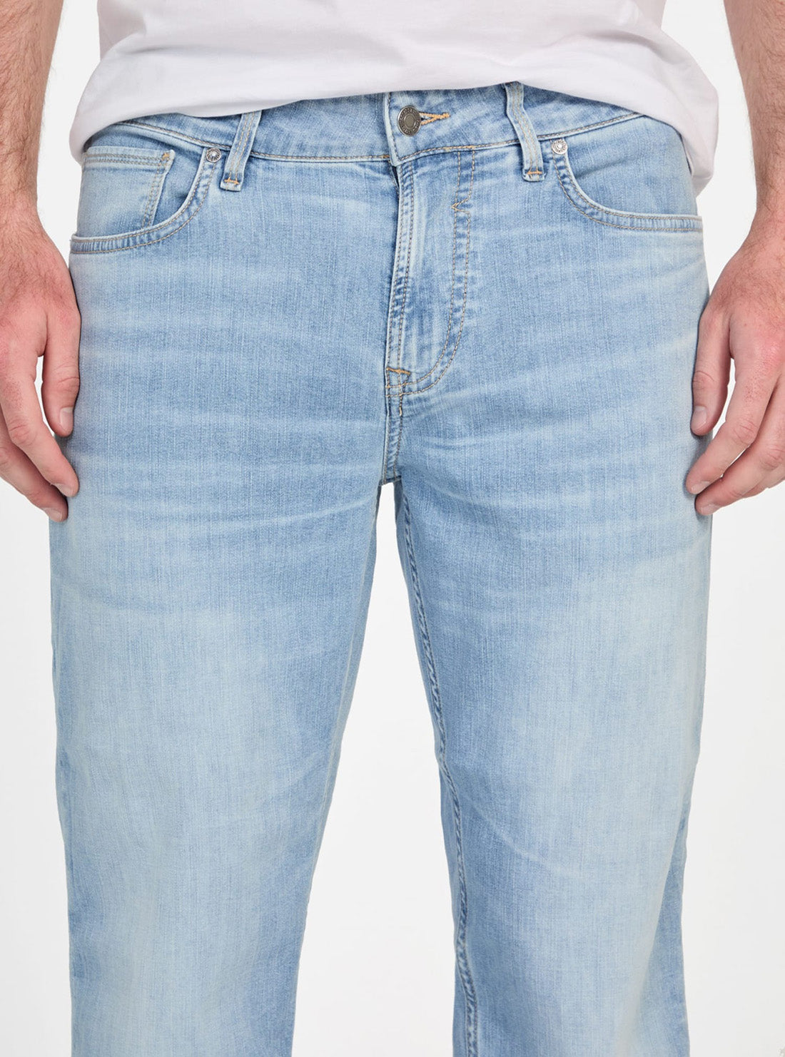 GUESS Mens Mid-Rise Blue Angels Jeans in Light Wash M5GAN2D5MZ3  Detail View