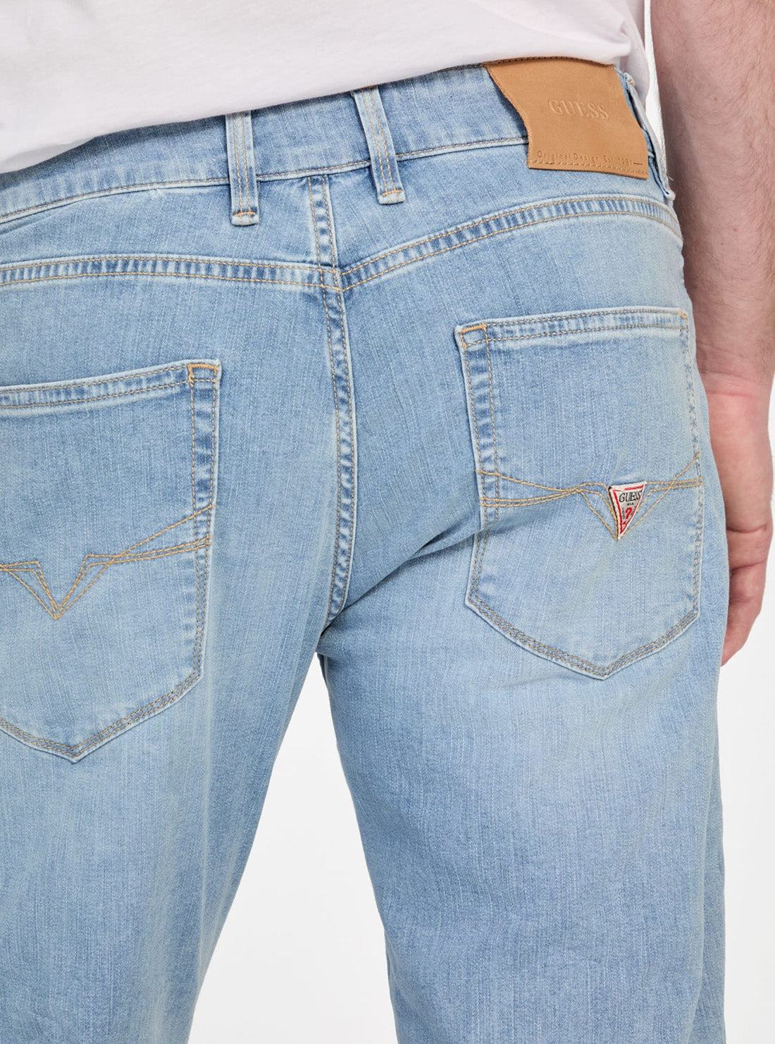 GUESS Mens Mid-Rise Blue Angels Jeans in Light Wash M5GAN2D5MZ3  Detail View