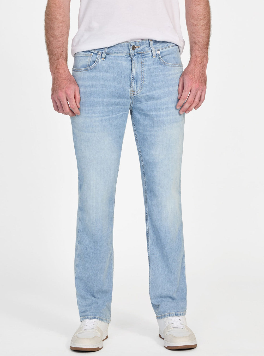 GUESS Mens Mid-Rise Blue Angels Jeans in Light Wash M5GAN2D5MZ3 Front View