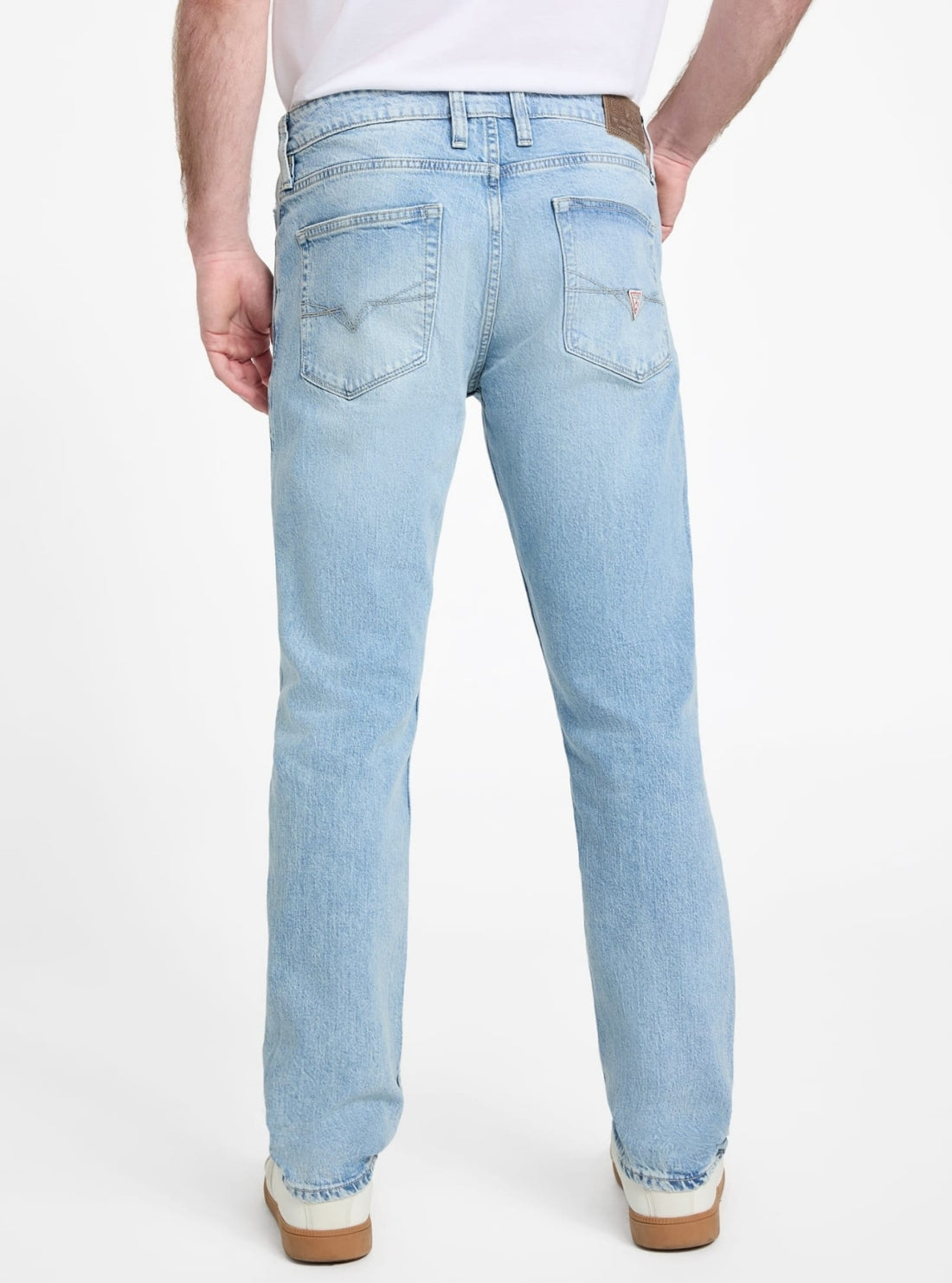 GUESS Mens Eco Mid Rise Regular Fit Finnley Tapered Jeans in Light Wash M5GAS2D4Z86 Back View